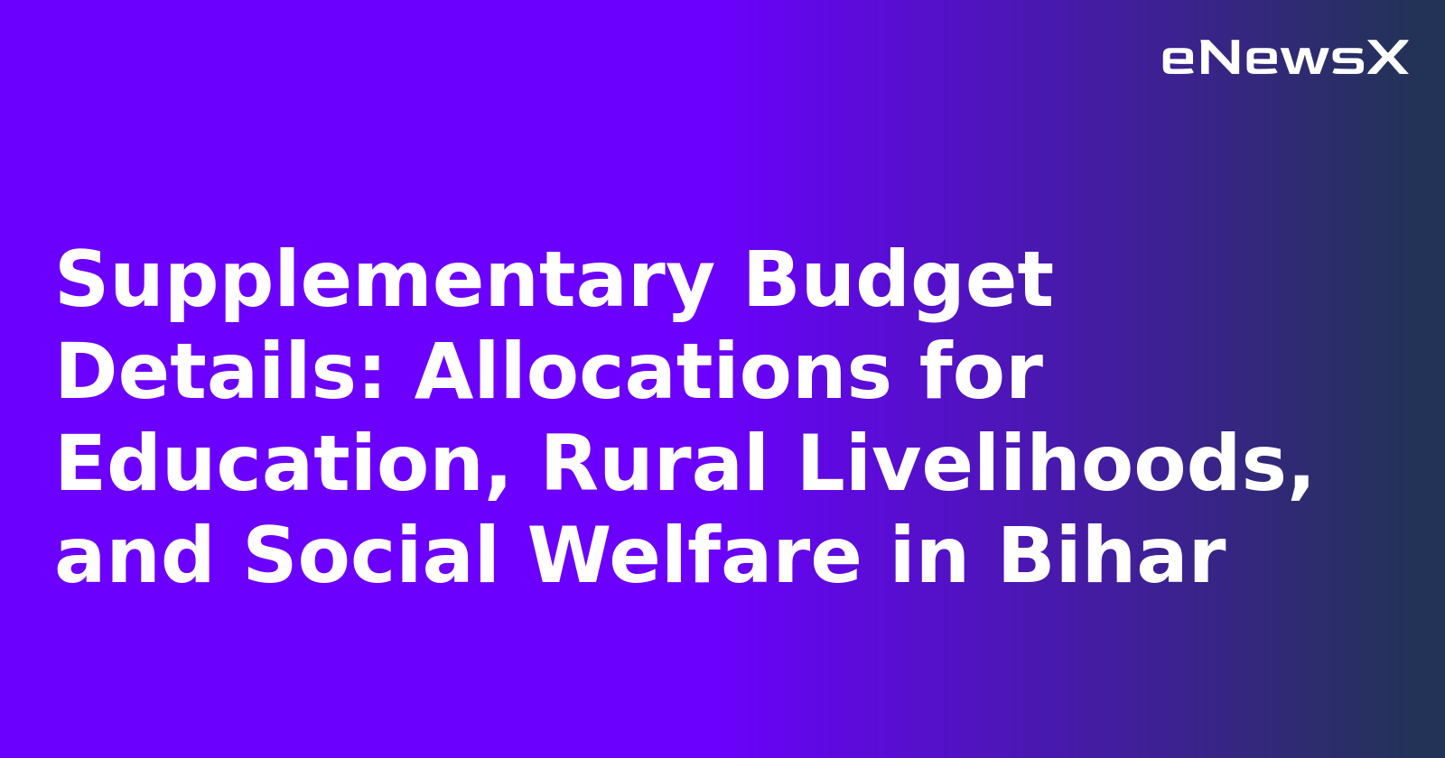 Supplementary Budget Details: Allocations for Education, Rural Livelihoods, and Social Welfare in Bihar