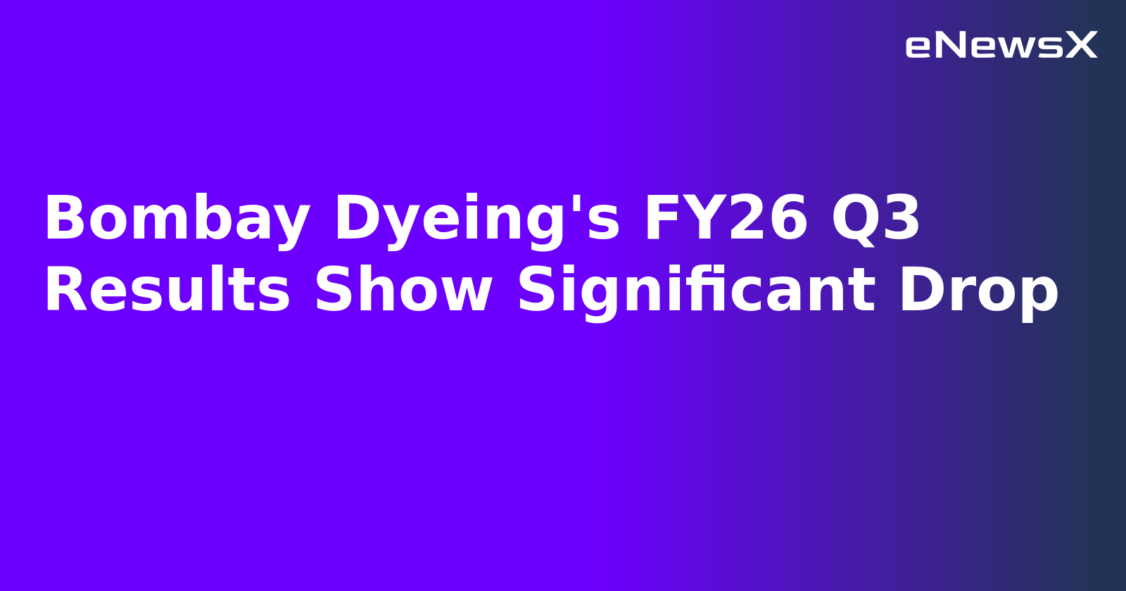 Bombay Dyeing's FY26 Q3 Results Show Significant Drop