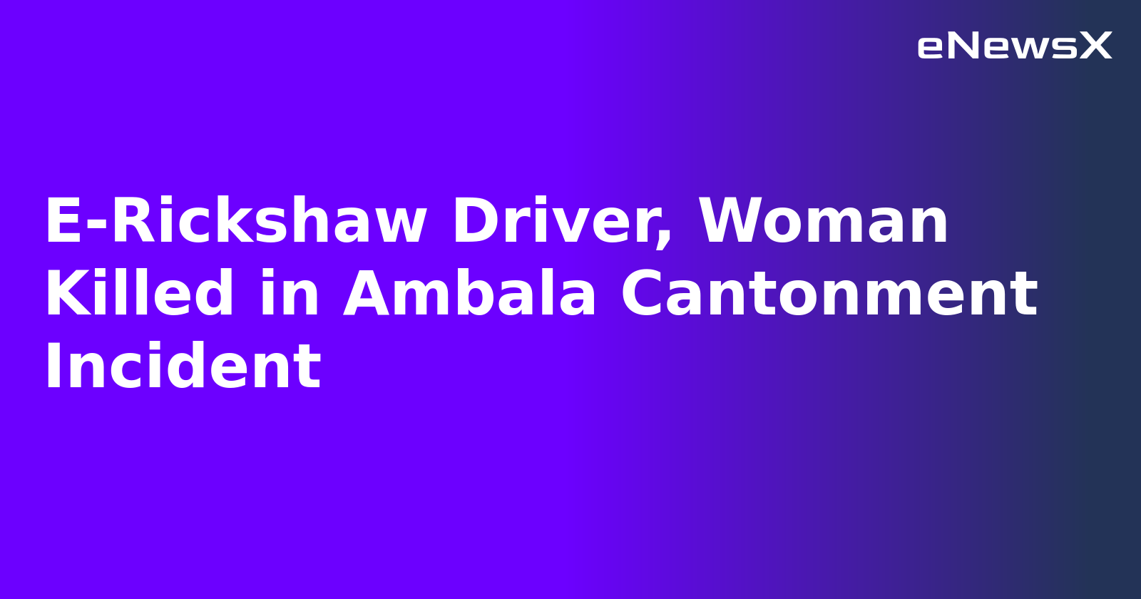 E-Rickshaw Driver, Woman Killed in Ambala Cantonment Incident