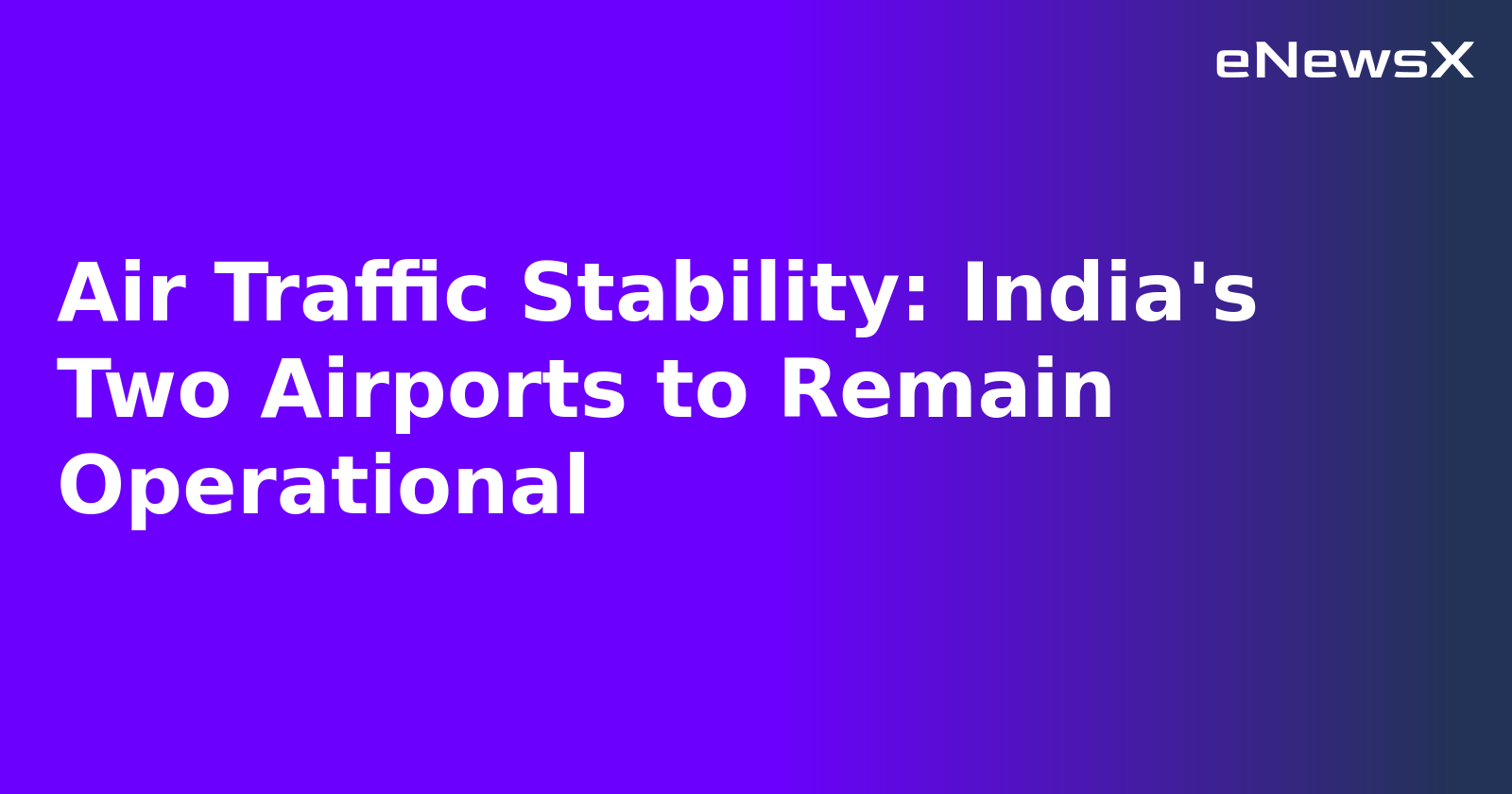 Air Traffic Stability: India's Two Airports to Remain Operational