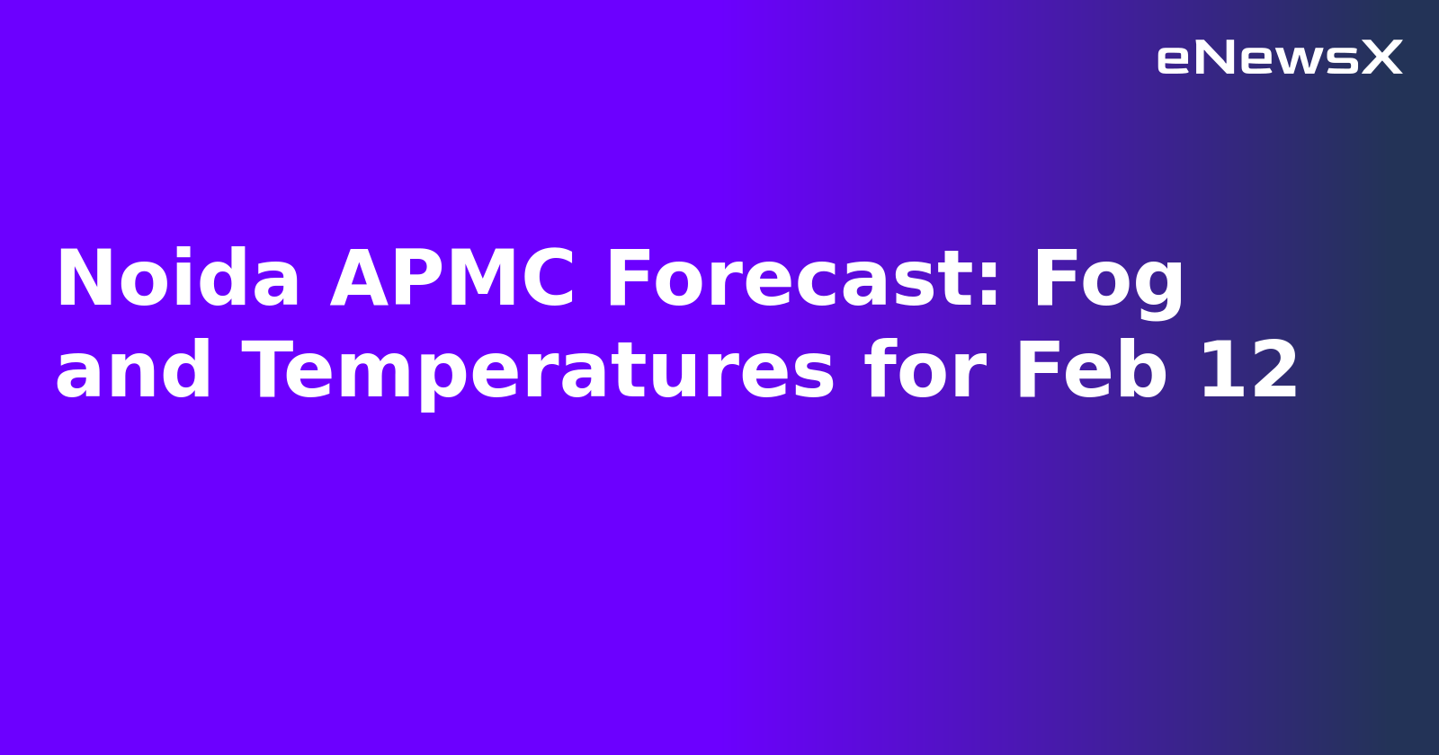 Noida APMC Forecast: Fog and Temperatures for Feb 12