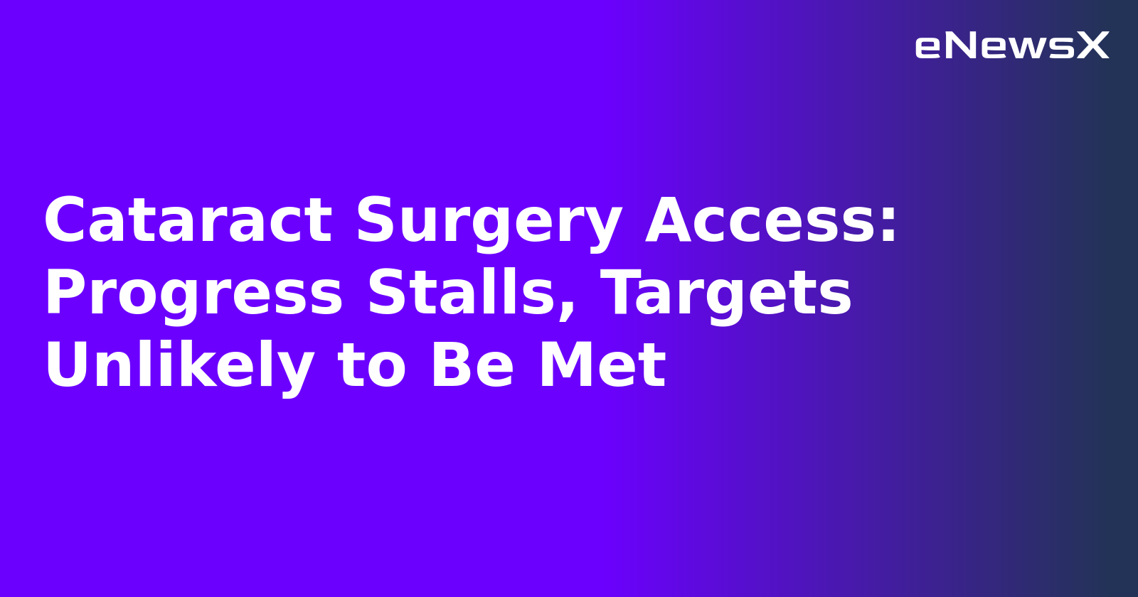 Cataract Surgery Access: Progress Stalls, Targets Unlikely to Be Met