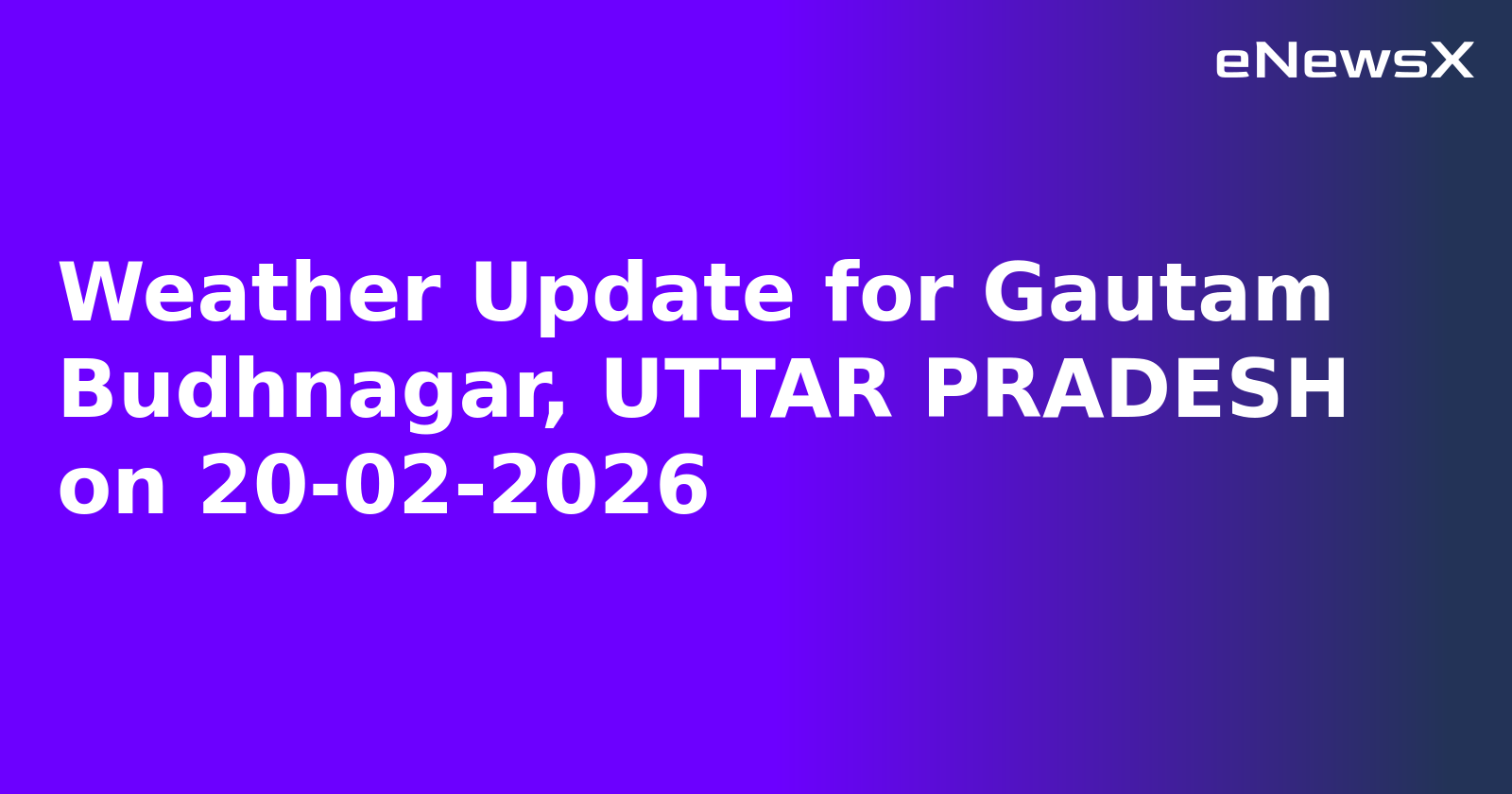 Weather Update for Gautam Budhnagar, UTTAR PRADESH on 20-02-2026