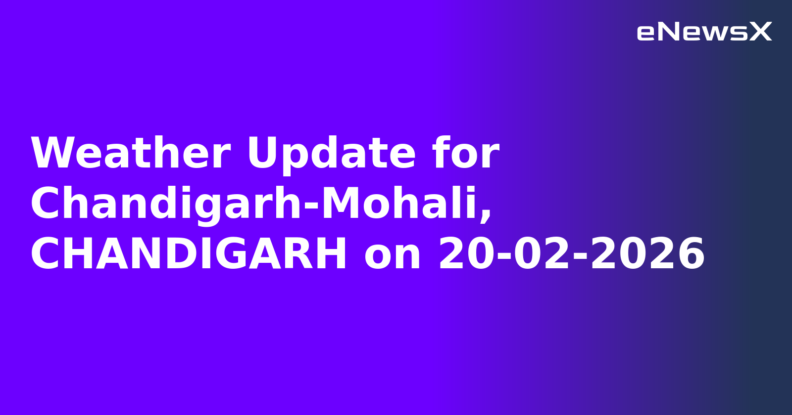 Weather Update for Chandigarh-Mohali, CHANDIGARH on 20-02-2026