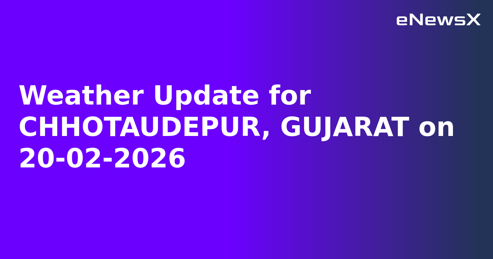 Weather Update for CHHOTAUDEPUR, GUJARAT on 20-02-2026