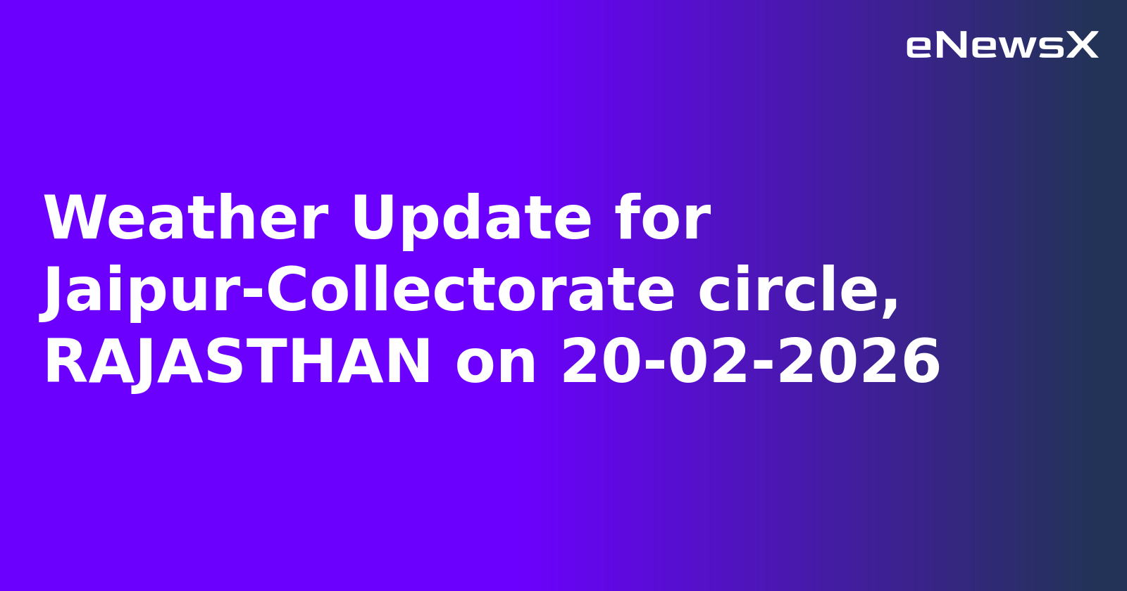 Weather Update for Jaipur-Collectorate circle, RAJASTHAN on 20-02-2026