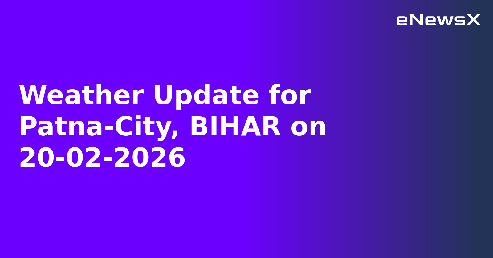 Weather Update for Patna-City, BIHAR on 20-02-2026