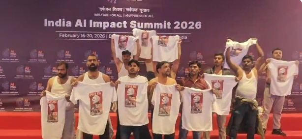 India AI Summit: Youth Congress Stages Shirtless Protest