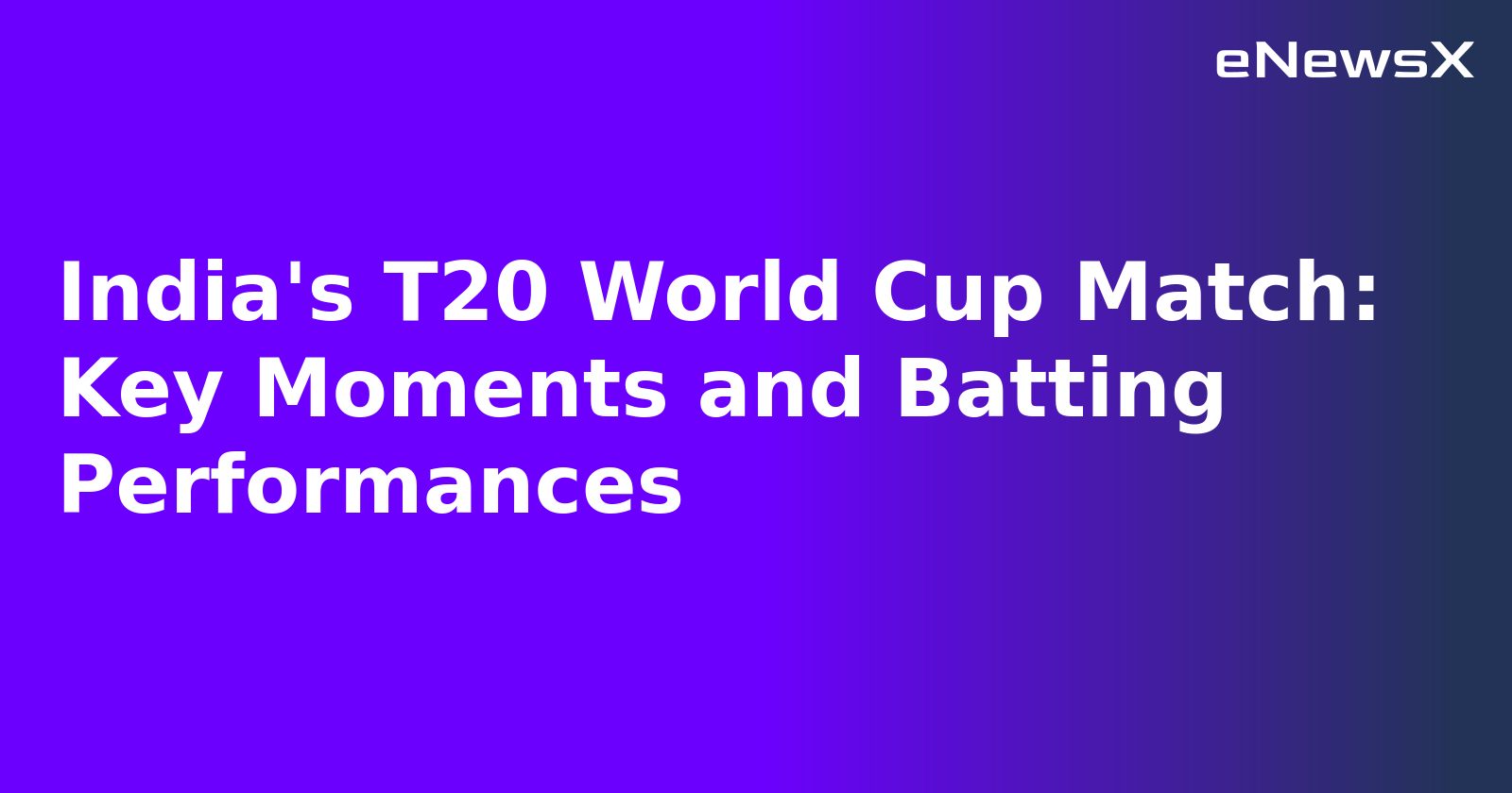 India's T20 World Cup Match: Key Moments and Batting Performances