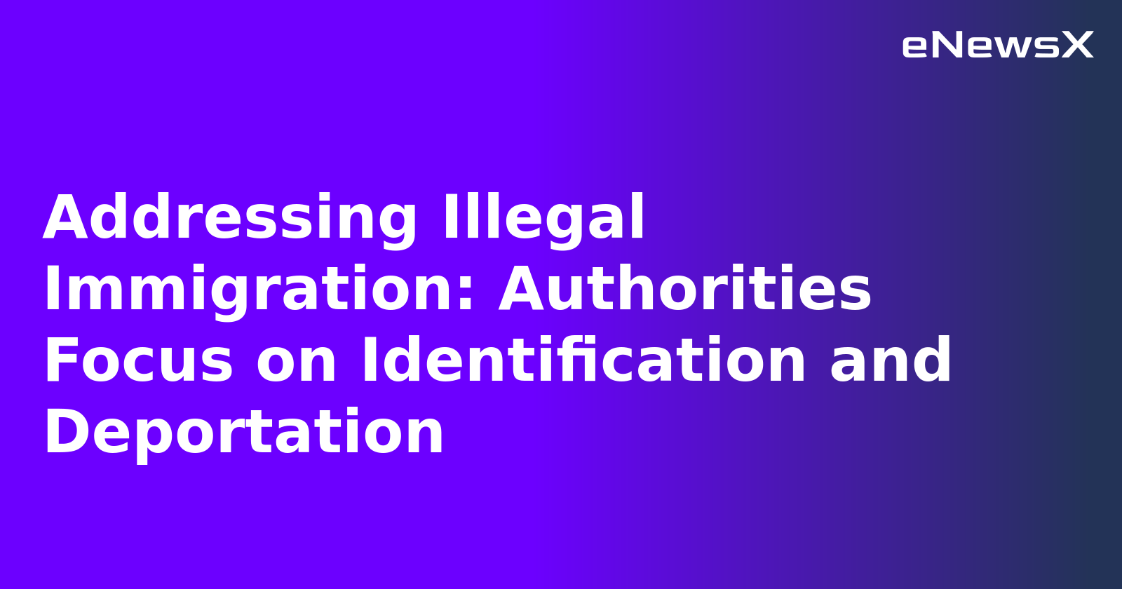 Addressing Illegal Immigration: Authorities Focus on Identification and Deportation