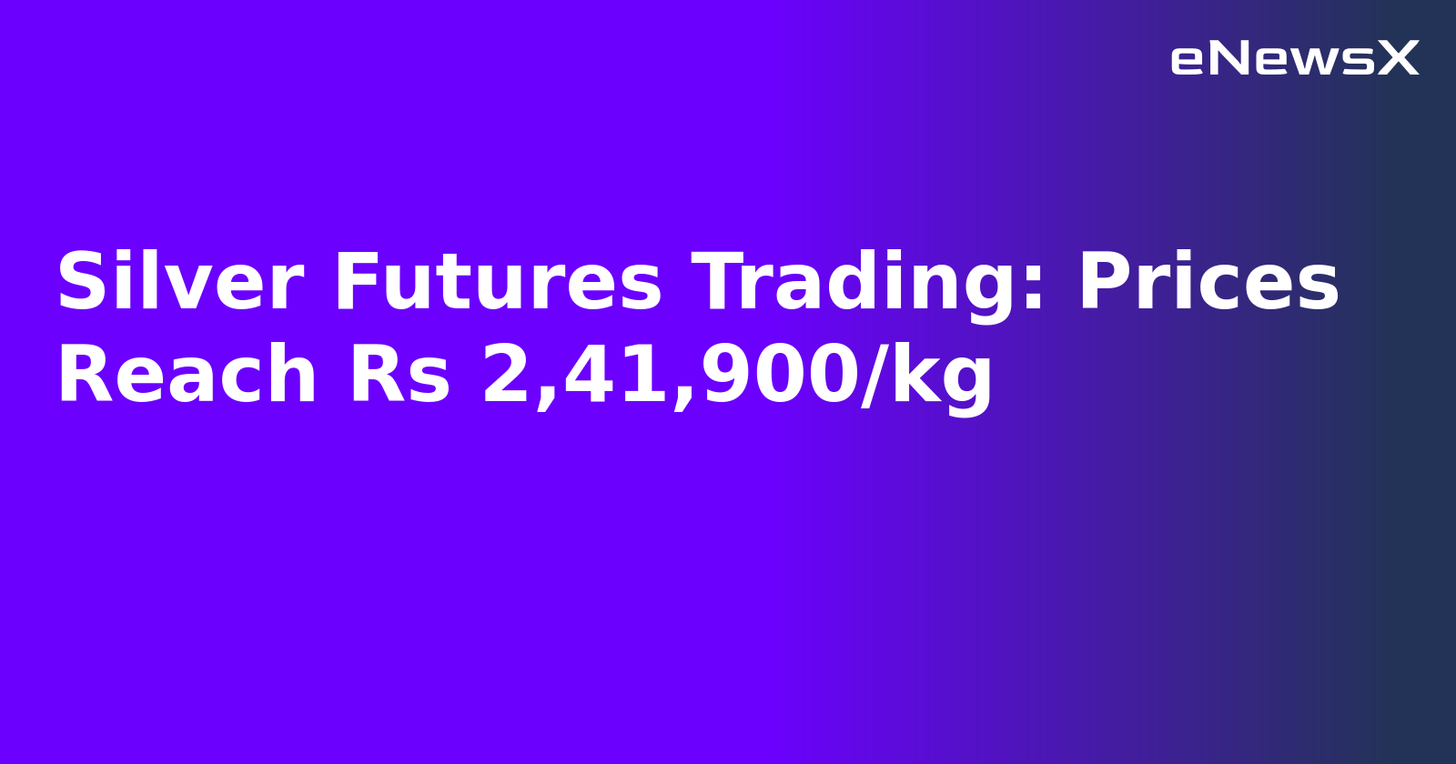 Silver Futures Trading: Prices Reach Rs 2,41,900/kg