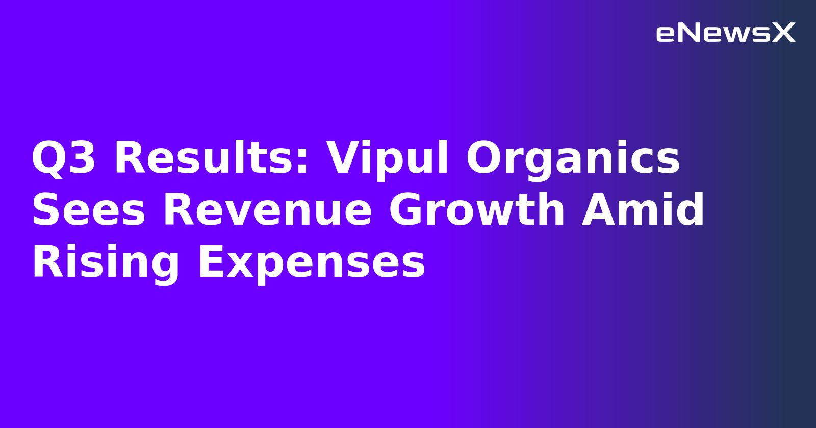 Q3 Results: Vipul Organics Sees Revenue Growth Amid Rising Expenses