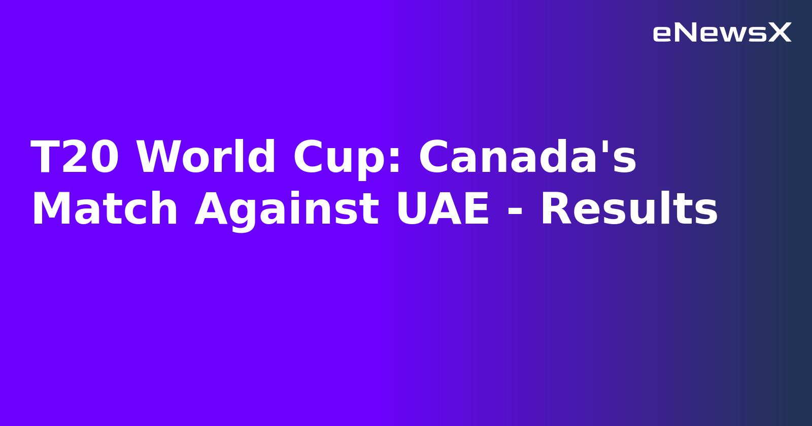 T20 World Cup: Canada's Match Against UAE - Results