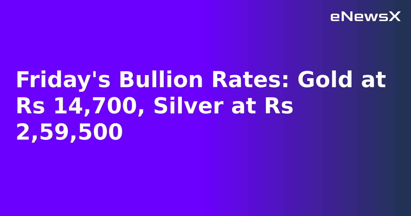 Friday's Bullion Rates: Gold at Rs 14,700, Silver at Rs 2,59,500
