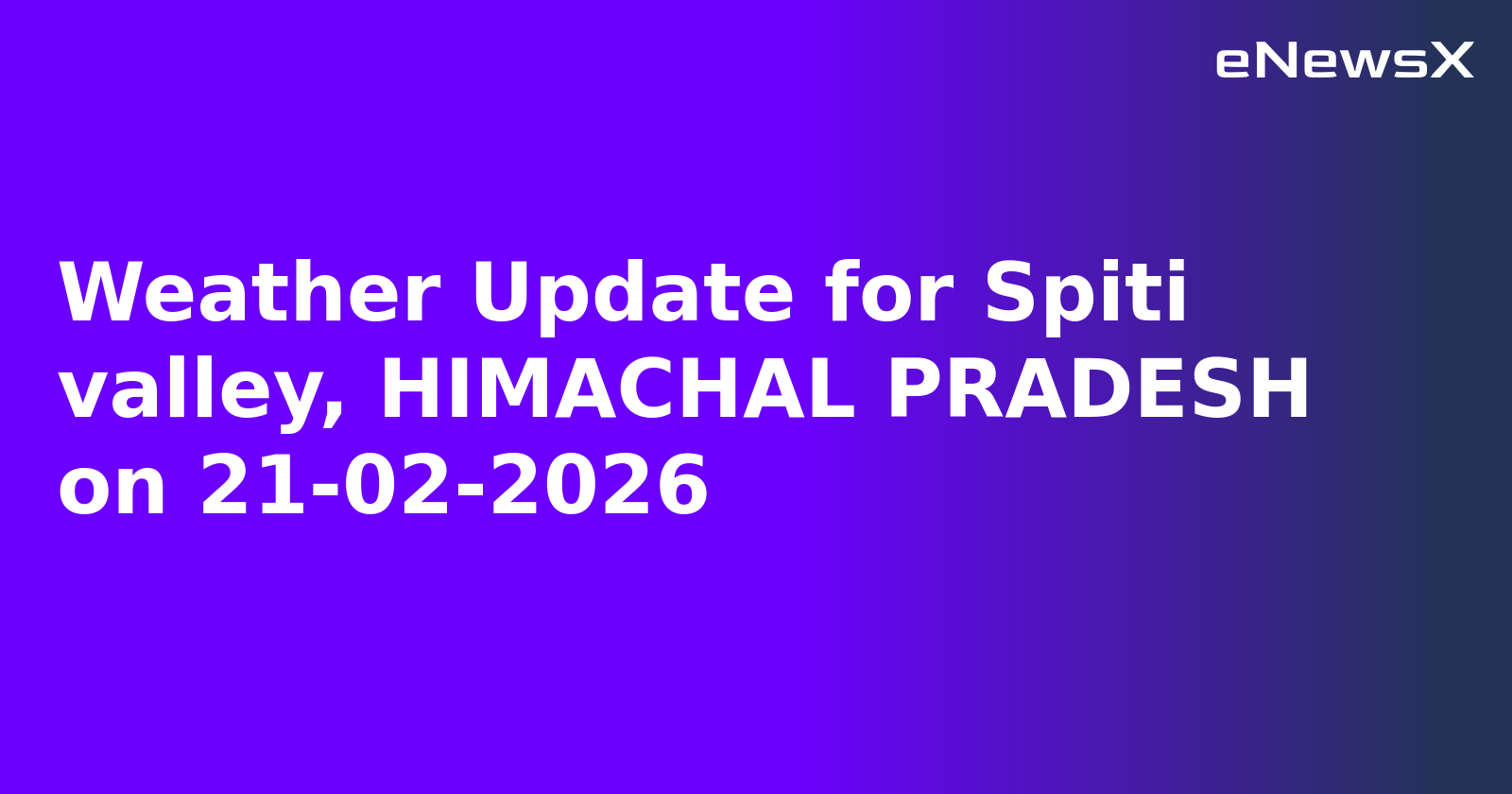 Weather Update for Spiti valley, HIMACHAL PRADESH on 21-02-2026