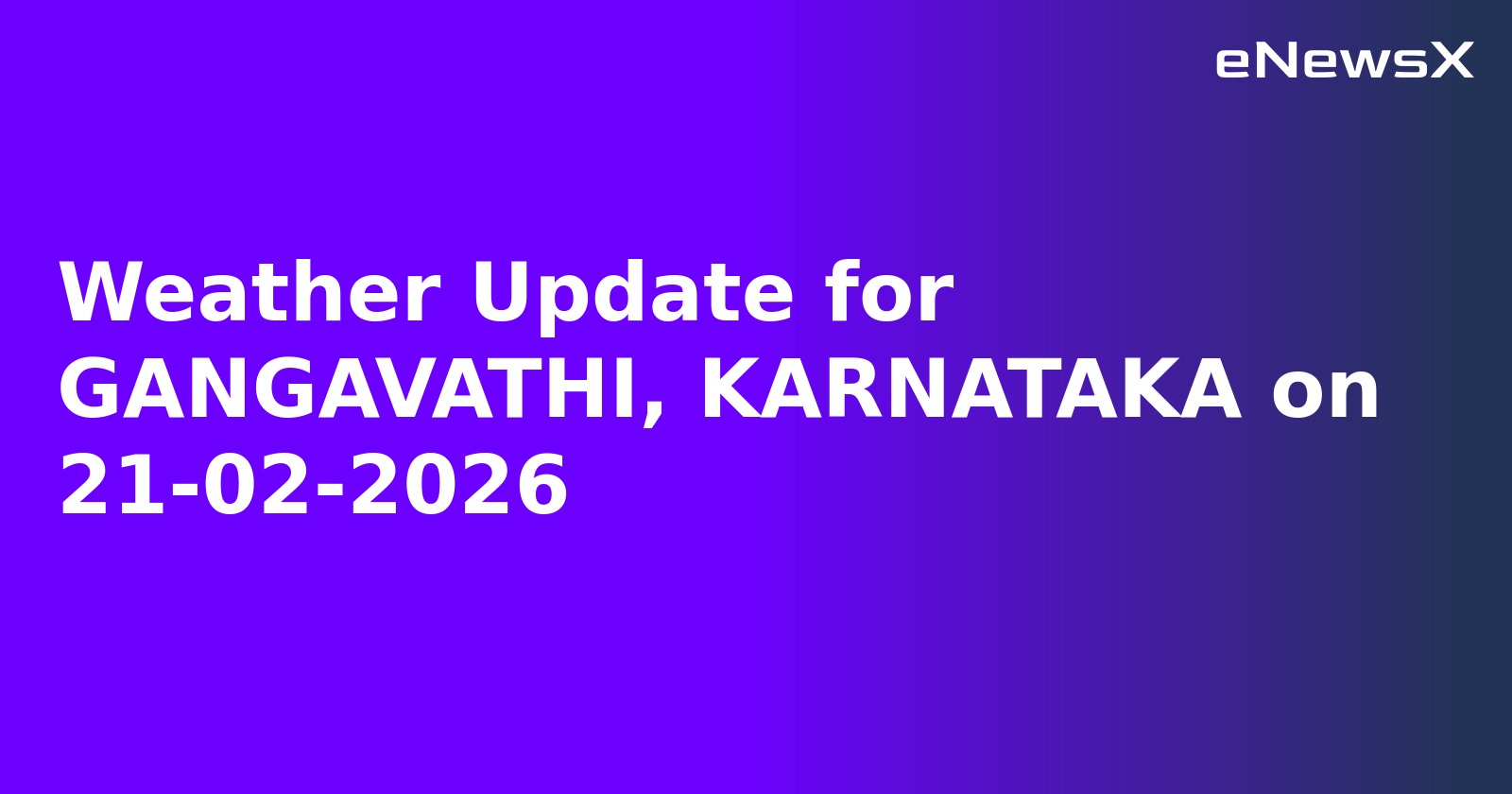 Weather Update for GANGAVATHI, KARNATAKA on 21-02-2026