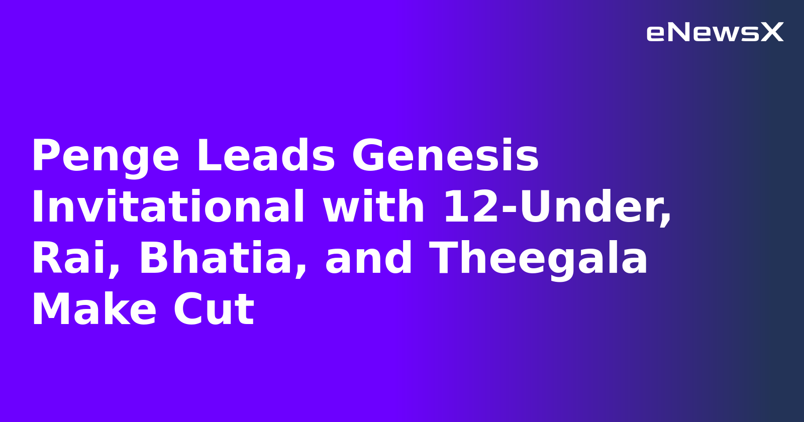 Penge Leads Genesis Invitational with 12-Under, Rai, Bhatia, and Theegala Make Cut.webp