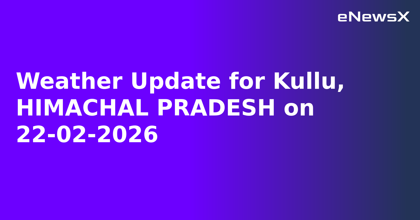 Weather Update for Kullu, HIMACHAL PRADESH on 22-02-2026